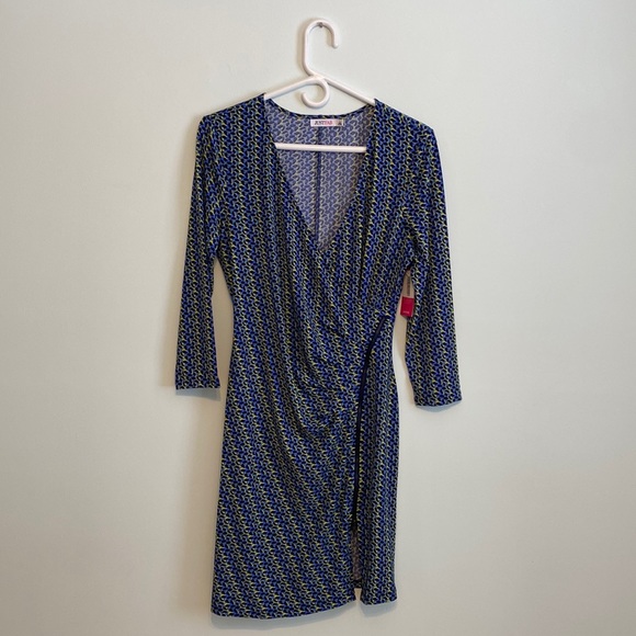 NWT JustFab green/blue dress with zipper detail, size large - Picture 1 of 8